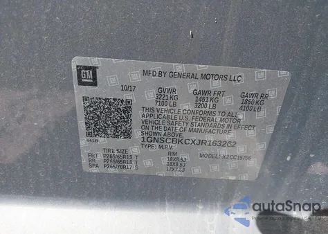 2018 Chevrolet Tahoe Lt z USA, uszkodzony, nr VIN 1GNSCBKCXJR163262